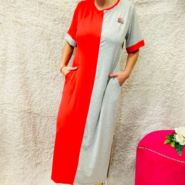 Vestido Denver gris/rojo PRENDA UNICA - Image 4