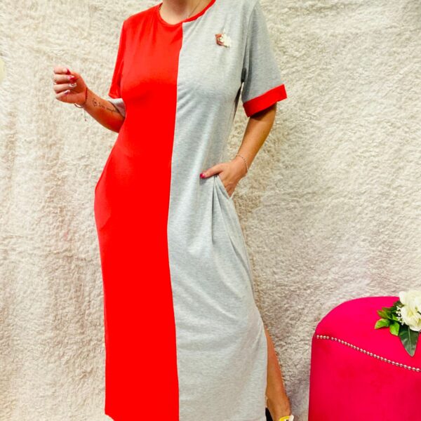Vestido Denver gris/rojo PRENDA UNICA - Image 3