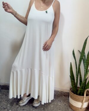 Vestido Percia Con Volado Blanco